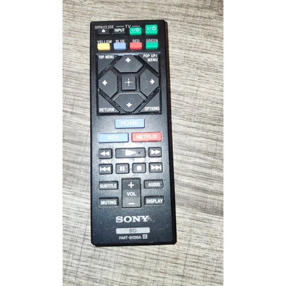 Sony‎ Blu-Ray Remote Control RMT-B126A Netflix Home Theater Tested no back - Picture 1 of 4